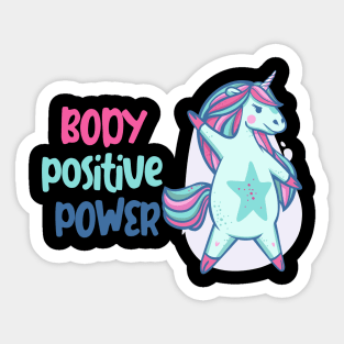 Body positive power -beautiful light blue unicorn Sticker